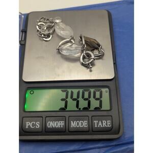 DYRBERG KERN Crystal Link Bracelet Silver Tone Chunky Designer Denmark Adjust